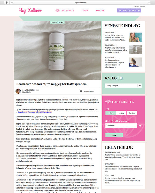 Hey Wellness - Hanni Gohr anbefaler Malin+Goetz - Eucalyptus Deodorant