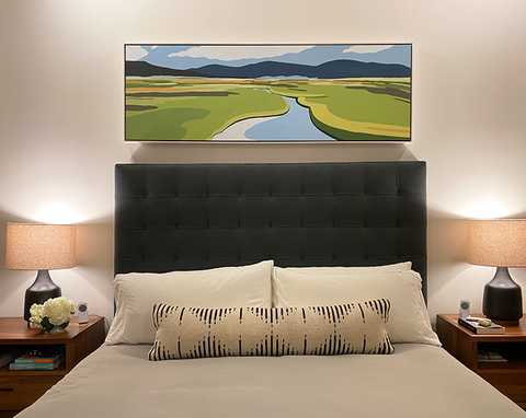 custom artwork in customer home above bed