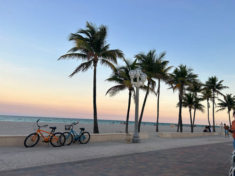 sunset on the hollywood beach in florida