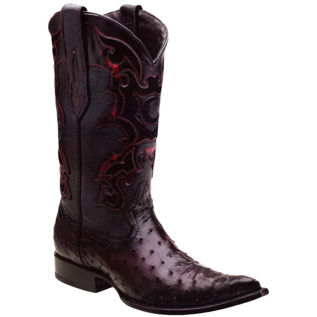 black cherry ostrich boots