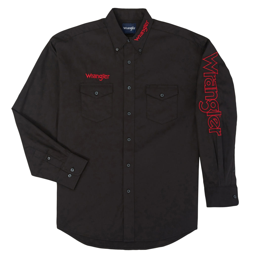 Wrangler® Logo Shirt - PBR - MHS237M - Red/Black – The Little Ranch