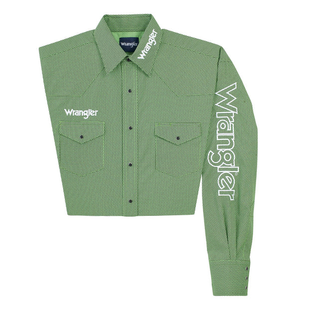 Wrangler PBR Mens Long Sleeve Green Logo Snap Shirt MP1335M – The Little  Ranch