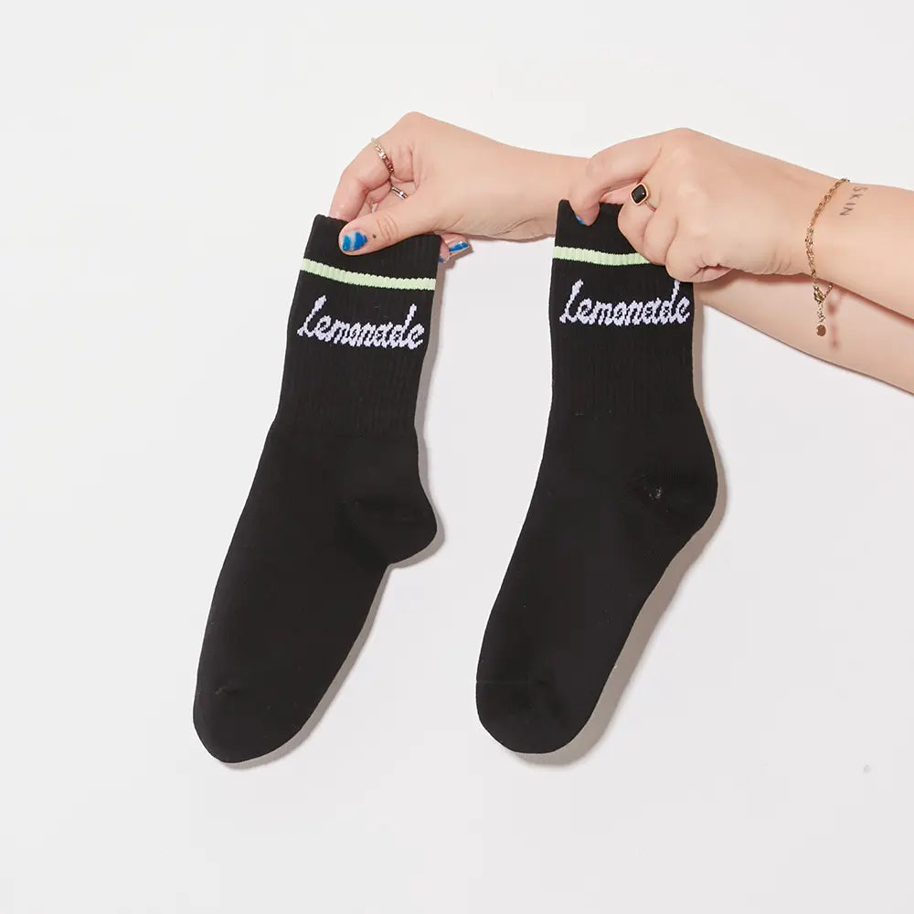 Lemonade Crew Socks | Black | Lemonade Dolls