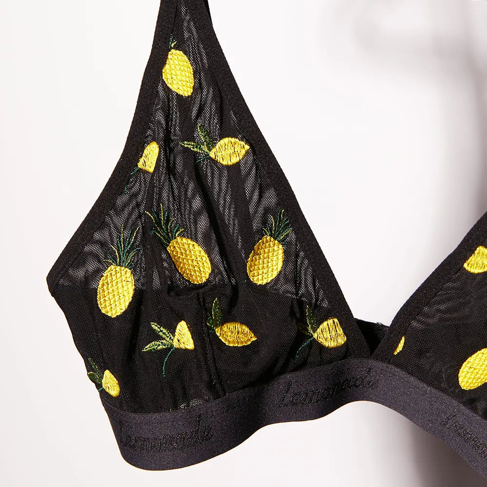 Lemon Embroidery A-DD Bralette | Black | 2L | Lemonade Dolls