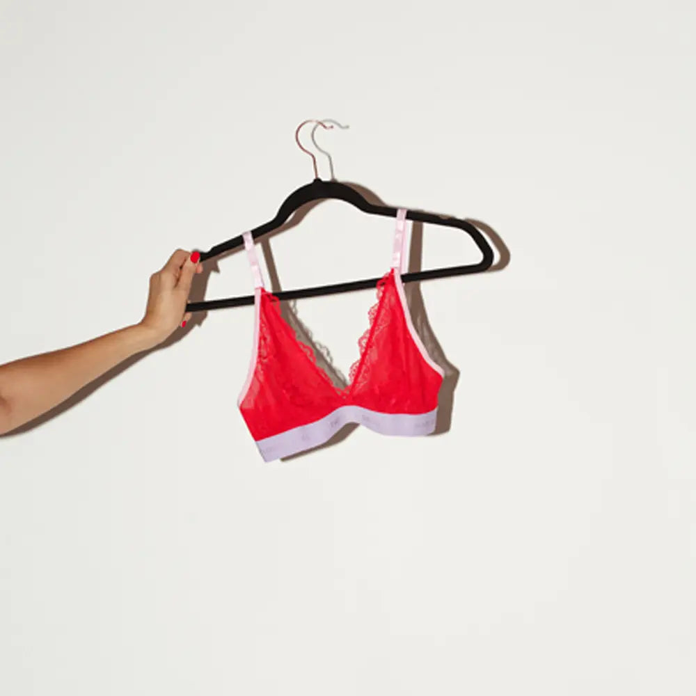 Trilogy Lace Bralette | Underwear For Women | Plunging Neckline | Red | XS | Lemonade Dolls