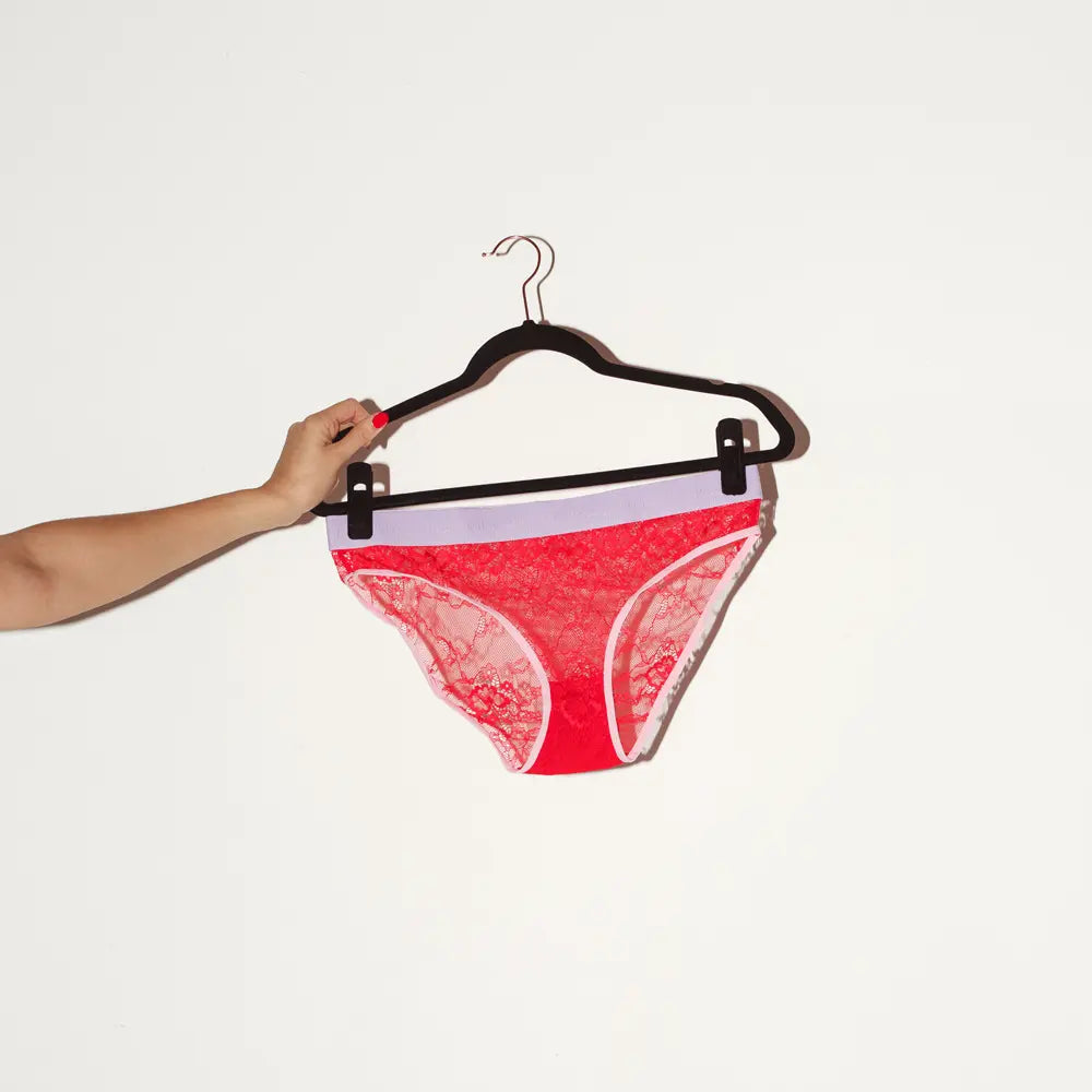 Trilogy Lace Brief | Full Coverage Knickers | Womens Underwear | Red | M | Lemonade Dolls