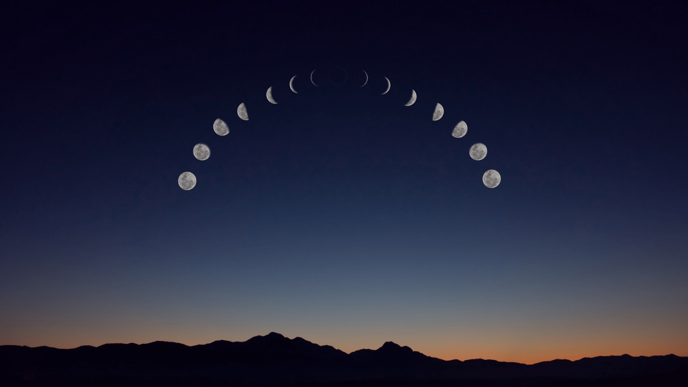 moon cycles shown in night sky