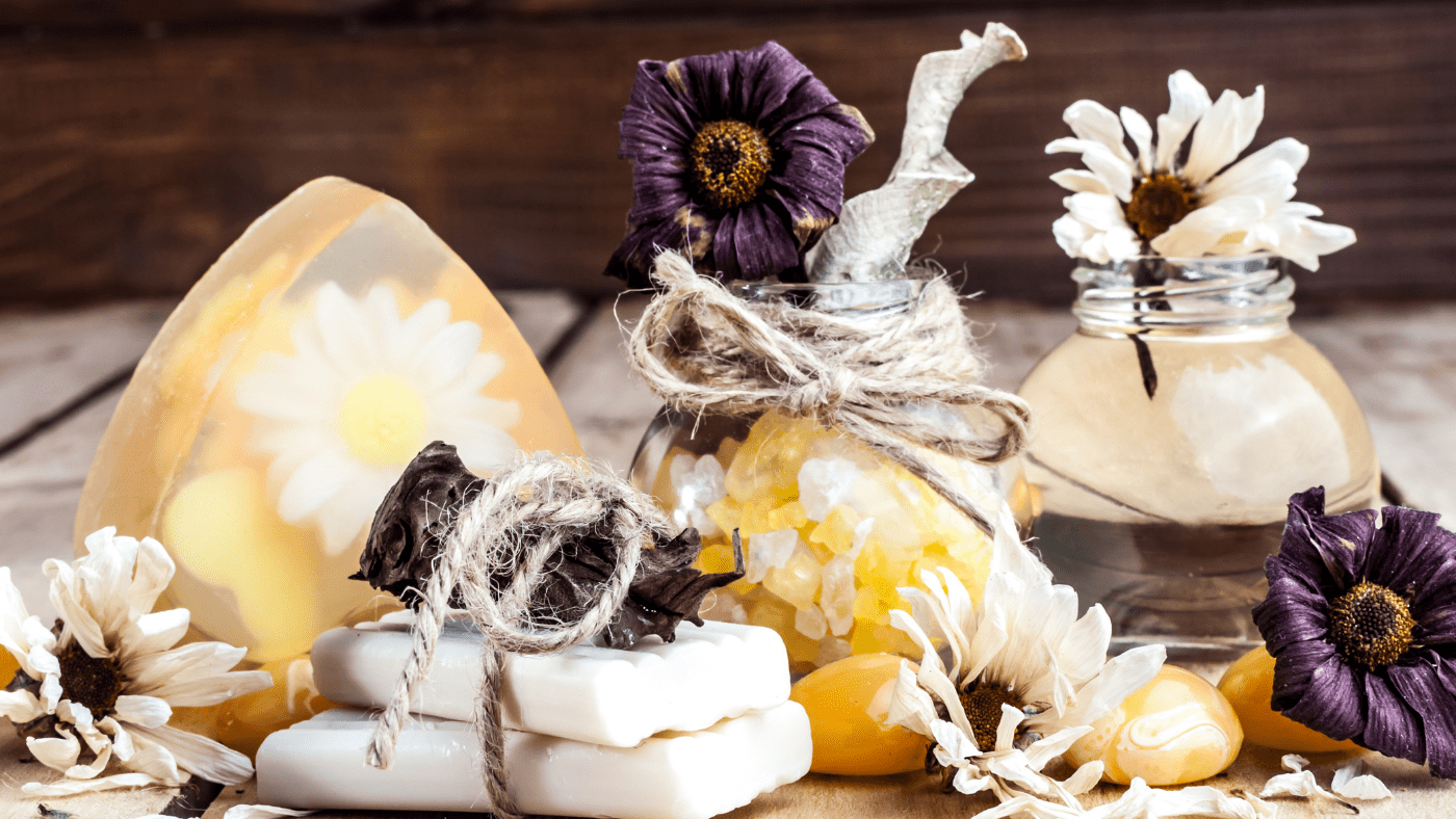 variety of herbs, salts, flowers and oils to use in moon bath water