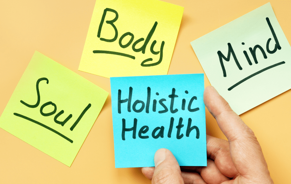 holistic health portrayed using post notes