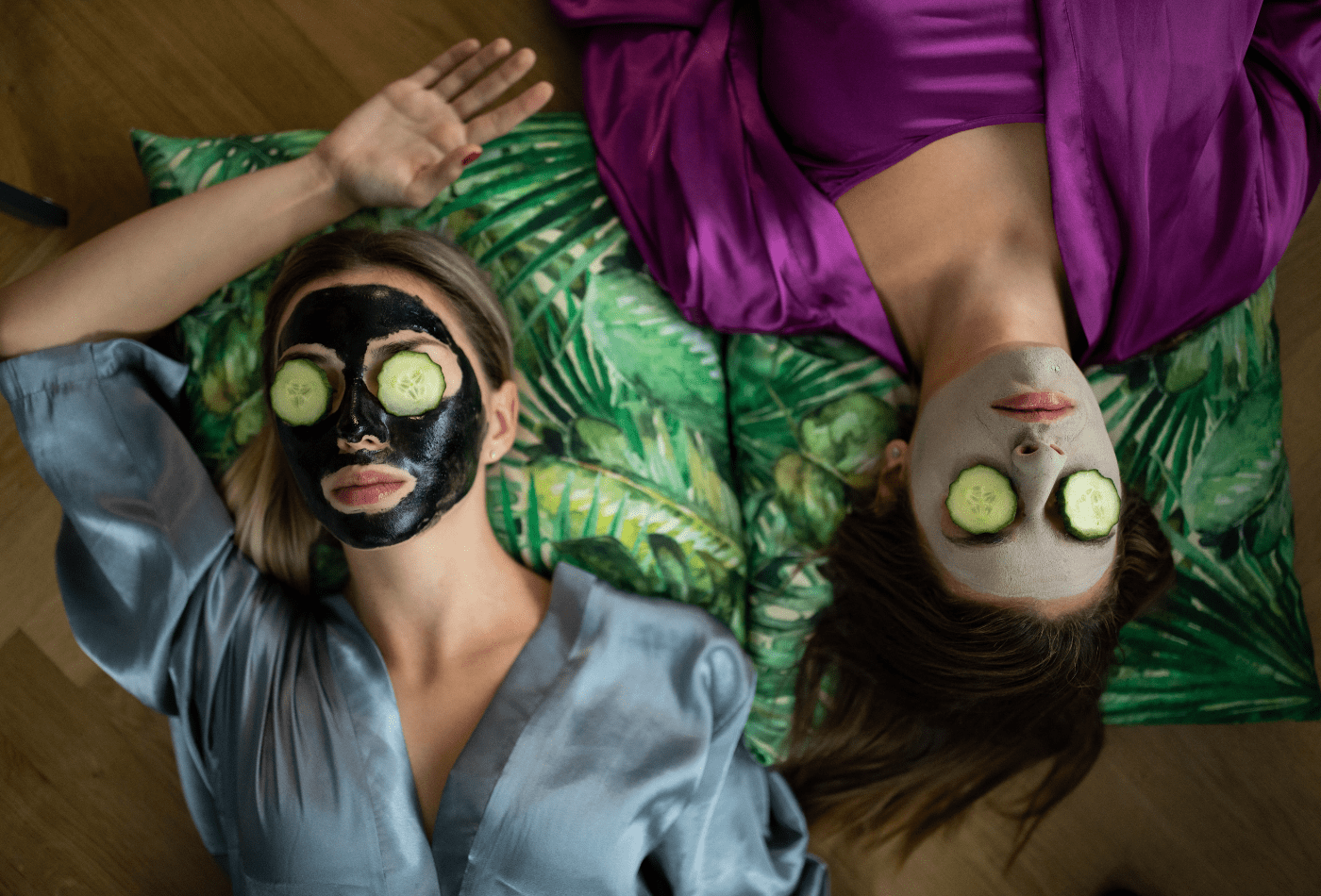 two women wearing facemask 