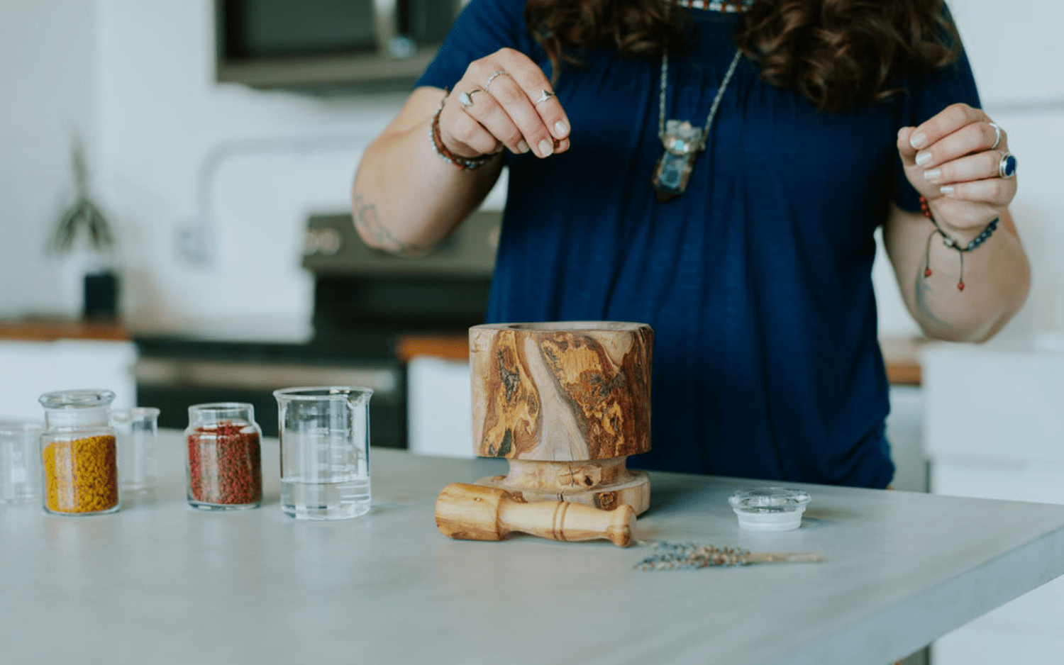 women making nefertem skincare products 