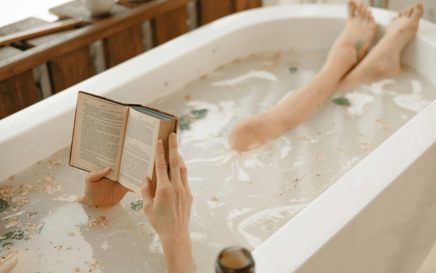 person bathing using nefertem products