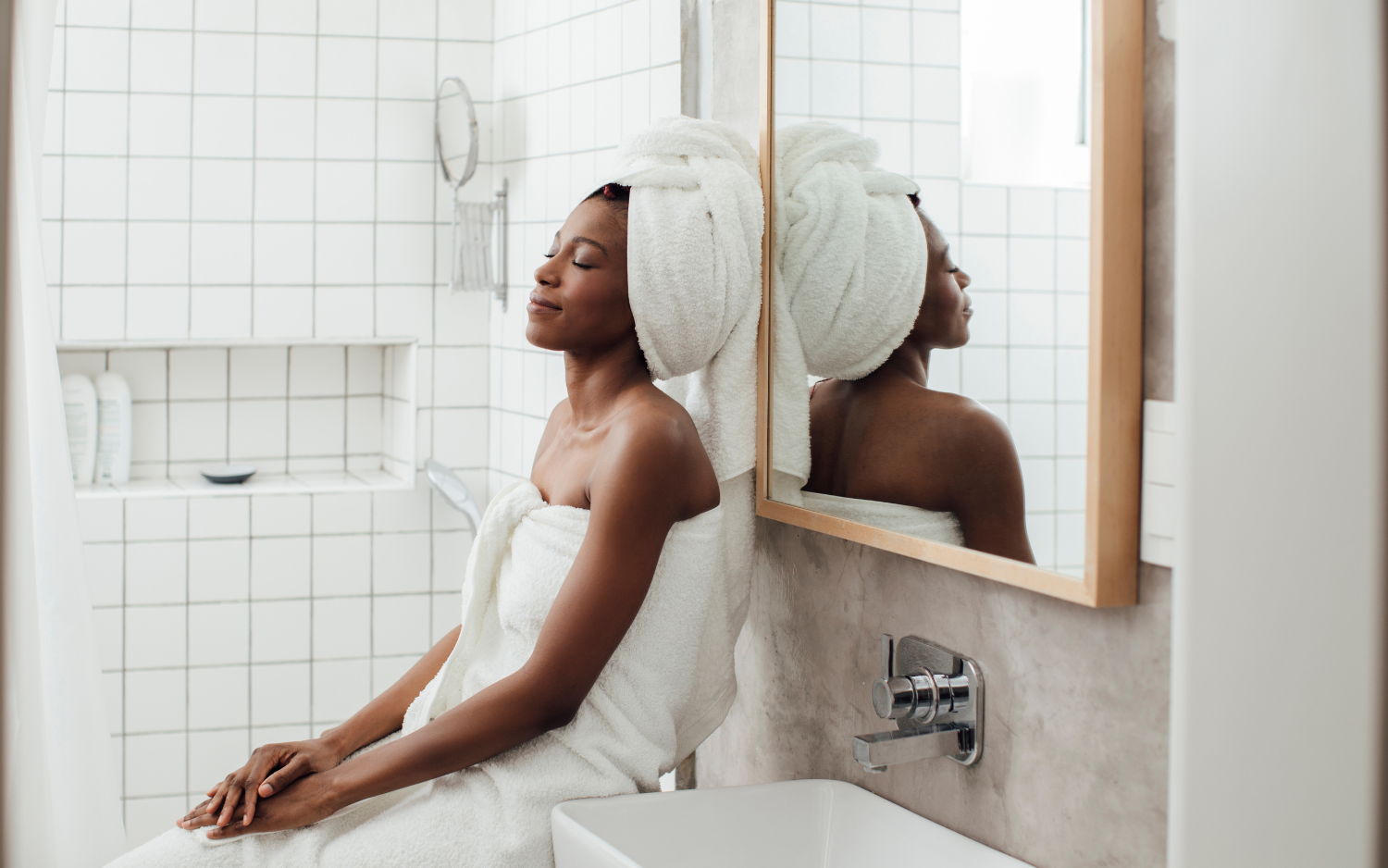 women relaxing in bathroom 