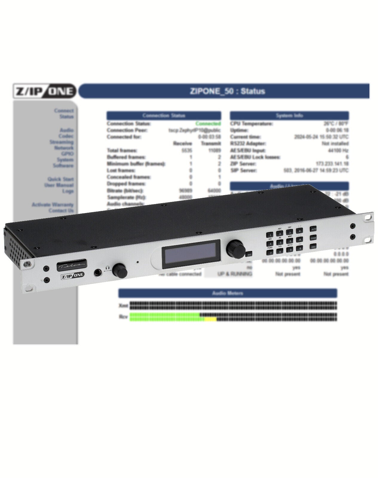 Telos Z/IP ONE w/ AES Remote Audio Over IP Codec Internet Transmission Endpoint
