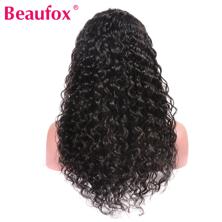 13x4 Brazilian Water Wave Lace Front Human Hair Wigs Front Lace Wigs With Baby Hair PrePlucked Natural Hairline Beaufox Remy150%