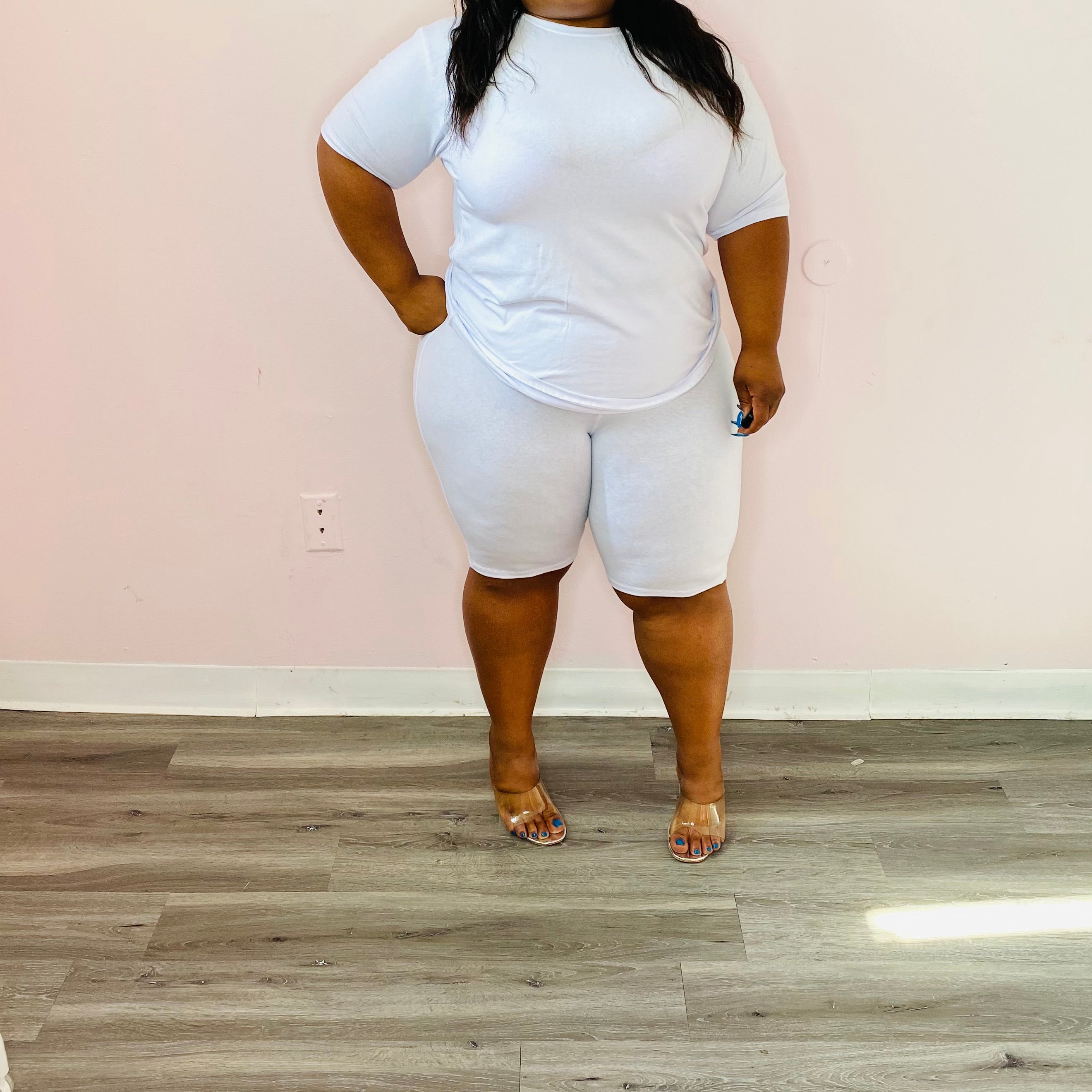 plus size white biker shorts