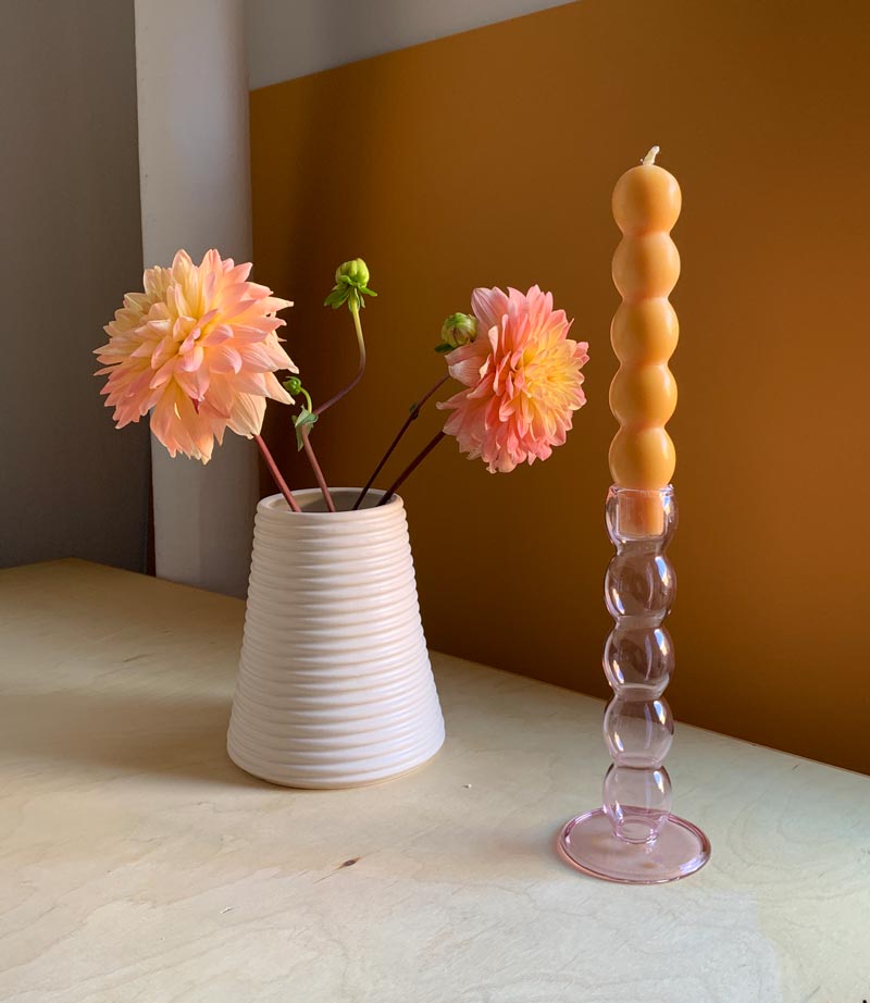 Ekua vase and VOlute Candleholder