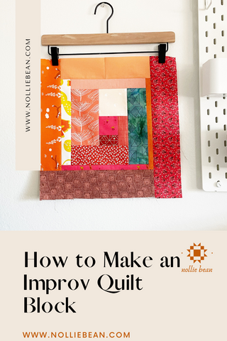 Master the Art of Making an Incredible Improv Log Cabin Block | A tutorial from Nollie Bean