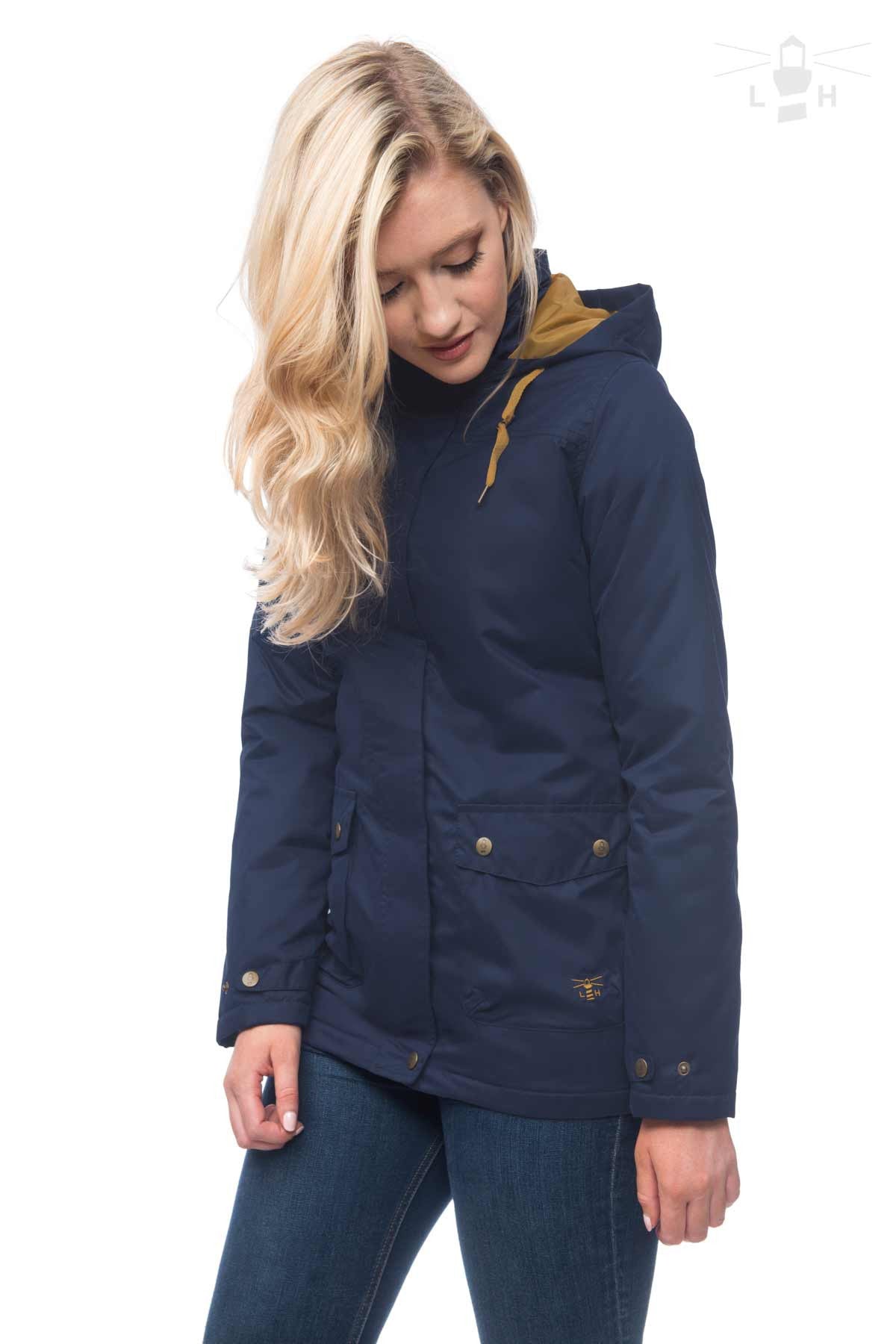 navy hooded coat womens