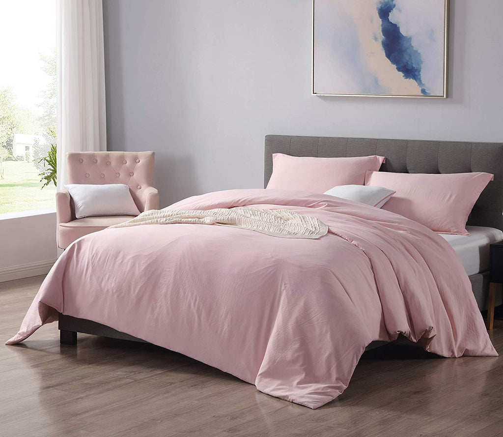 Exq Home Duvet Cover Set King Size Pink 3 Pieces Super Soft 100