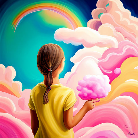 Young girl with cotton candy