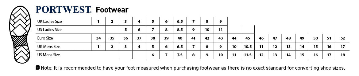 portwest shoe size