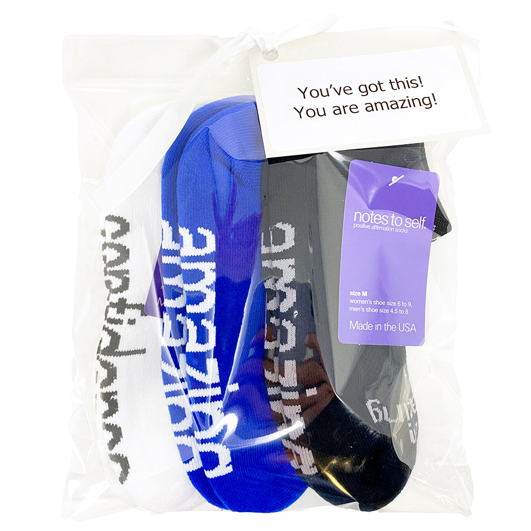 You've got this! You are amazing! 3 pairs of socks in gift bag - notes to self socks product image