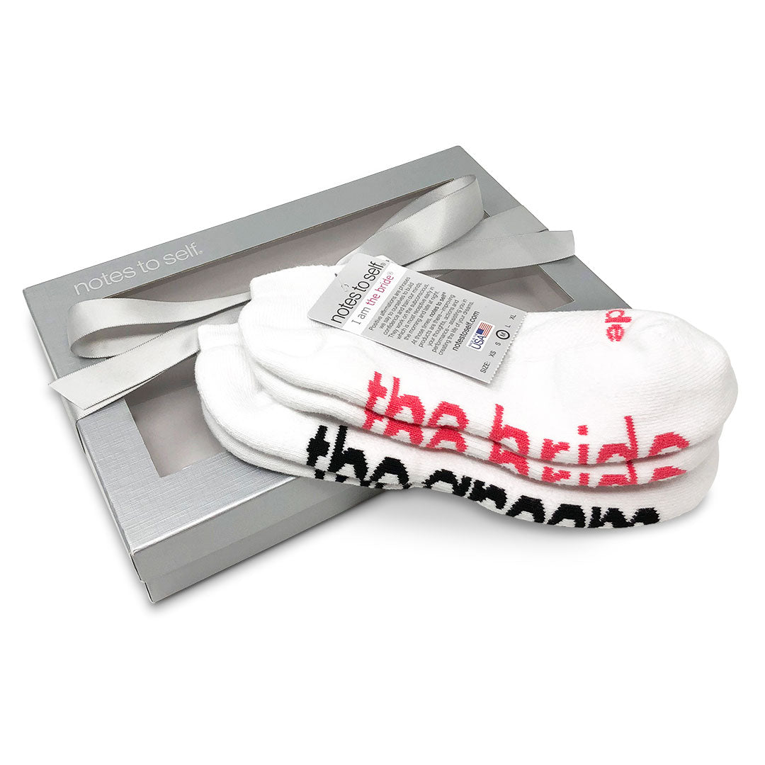 I Am The Bride I Am The Groom Socks In Silver Gift Box