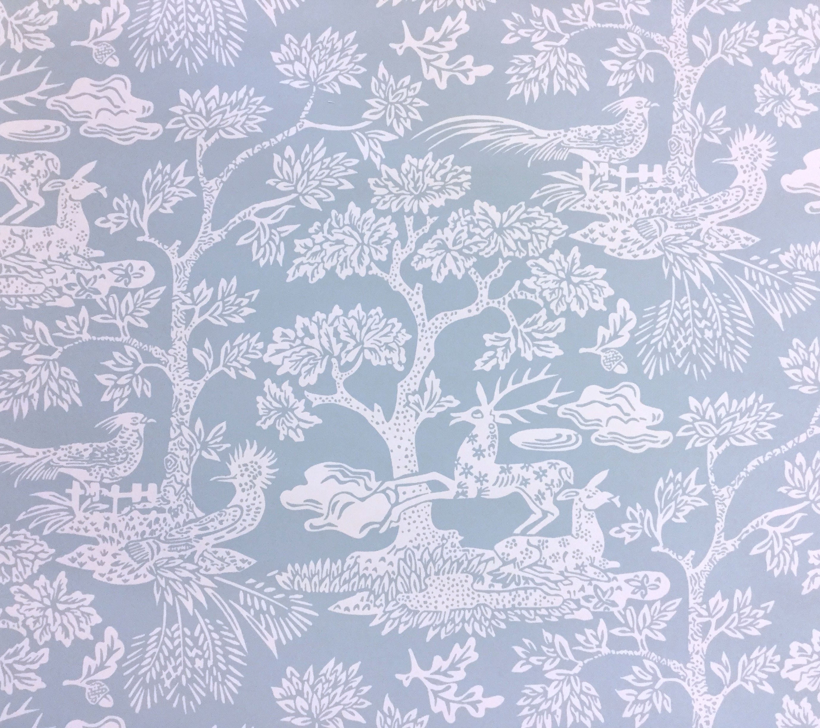 Quadrille Wallpaper Magic Garden Reverse Custom Windsor Blue On Whi