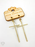 PINK PANACHE GOLD PACE CEOSS ON FOLD FRENCH WIRE EARRING - 64GCL