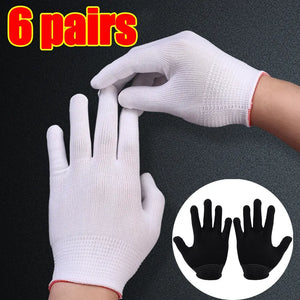 White Black Thin Nylon Work Gloves Cotton Thread Working Polyester Yarn Protection Gloves for Painter Industrial Warehouse.. - Yourneedsathome