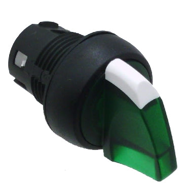 S+S Selector Switch, 3-Position Maintained, Illuminated Green