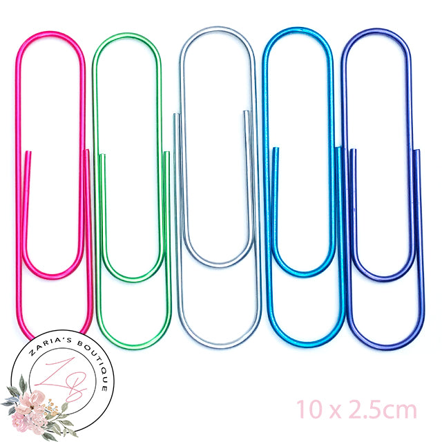 Jumbo Paper Clips ~ 10cm ~ Brights ~ Pack of 5