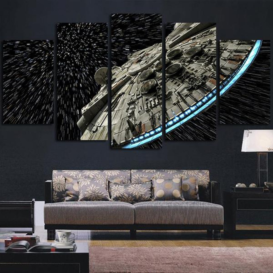 5 Panel Star Wars Destroyer Millennium Falcon Living Room Hd Frame