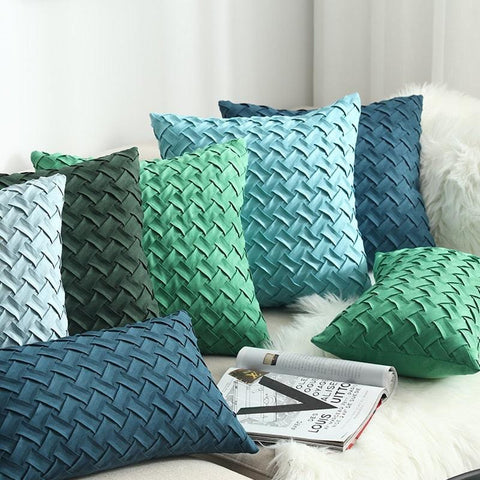 Blue Jewel Toned Faux Suede Woven Throw Pillow Covers | 45x45cm/30x50cm - www.sanroccoitalia.it - Throw Pillow Cover