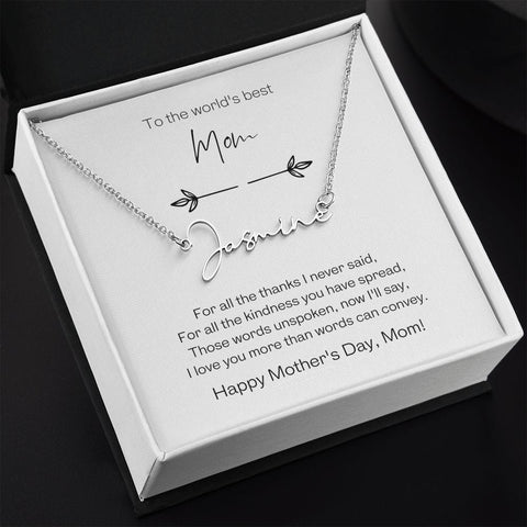 To the World's Best Mom Signature Name Necklace with Personalizable Message Card San Rocco Italia