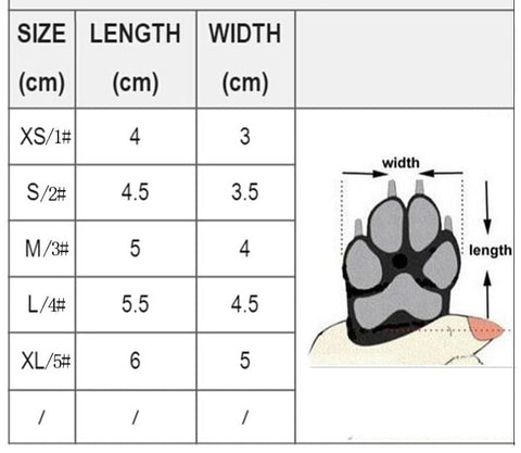 Size chart for our winter boots for your dog - San Rocco Italia