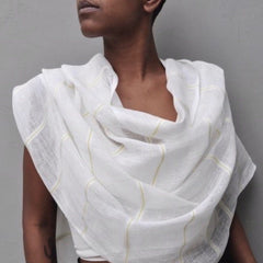 White Gauze Stripe Linen Scarf / Shawl Wrap - sanroccoitalia.com