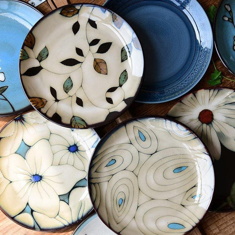 Hand-painted floral ceramic plates - 21.3 cm (approx. 8") - www.sanroccoitalia.it - Tableware