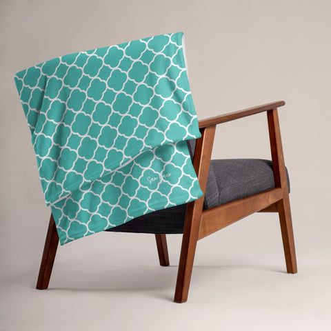 Turquoise Quatrefoil Throw Blanket - - San Rocco Italia