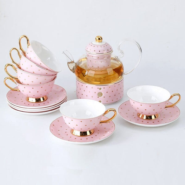 Pink Tea For One Set With Warmer