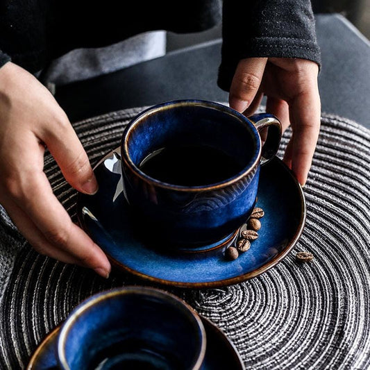 Silver Coffee Cup and Saucer Set - Ceramic - ApolloBox