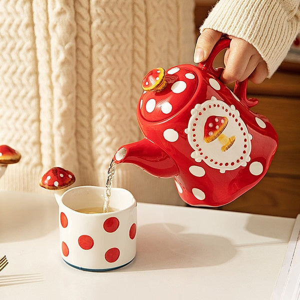 Handmade ceramics RED MUSHROOM kettle – The 24ᵗʰ