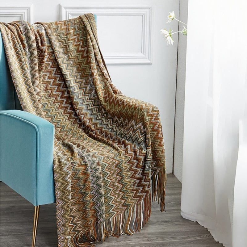 Soft Zig Zag Throw Blanket with Tassels - Home - San Rocco Italia