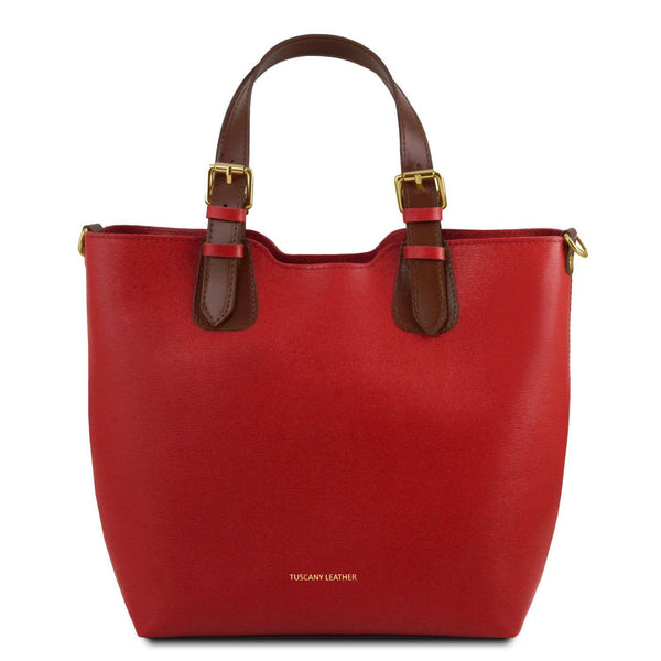 Melissa Red Saffiano Leather Satchel Bag