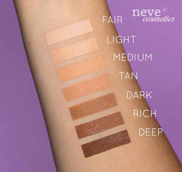 neve cosmetics swatches correttori