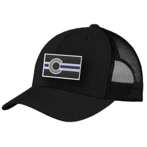 Colorado Police Flag Snap Back Trucker Hat - Black