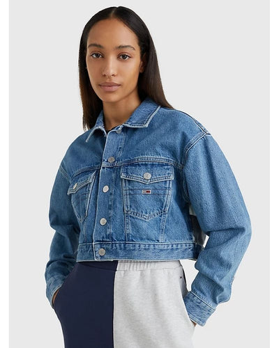 tommy jeans cropped trucker jacket