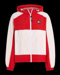 Tommy Jeans - Chicago Colourblock Windbreaker in Red - Full View