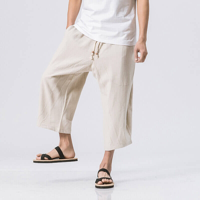 WLS Sekino Cropped Pants Beige-White – We Love Street